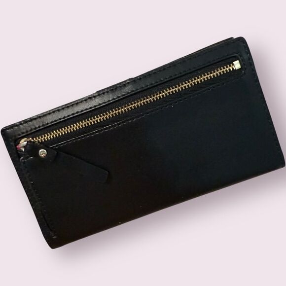 Kate Spade Black Continental Wallet Bow and Logo - Picture 3 of 12